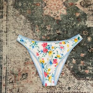 Women's Contrast Binding Mid-Rise Ultra High Leg Super Cheeky Bikini Bottom SZ L